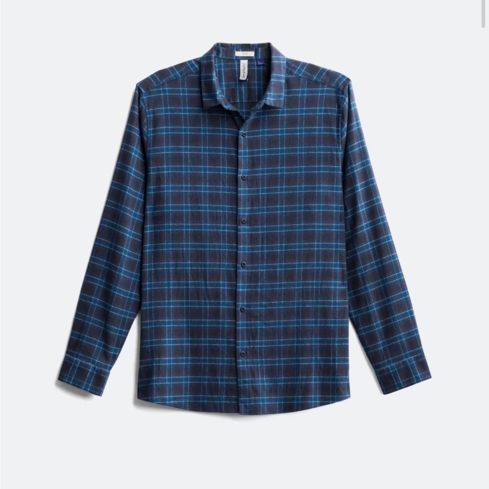 Navy Checkered Casual Button Down Shirt